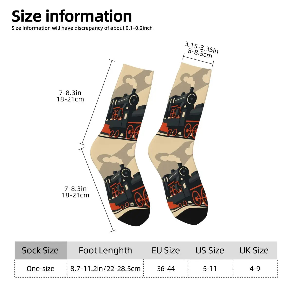 Trendy Steam Train Crew Socks | Stylish All Seasons Long Stockings