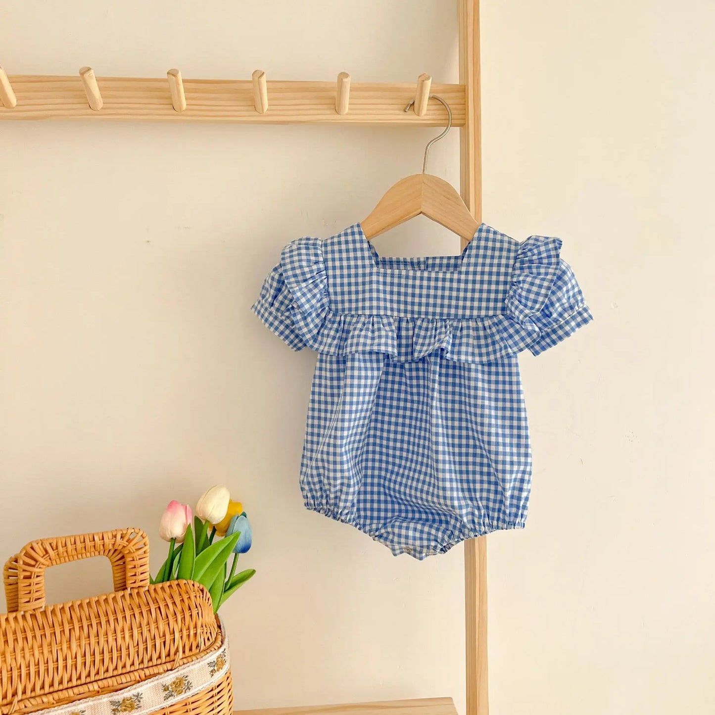 Stylish Summer Grid Jumpsuit for Baby Girls | Adorable & Comfy