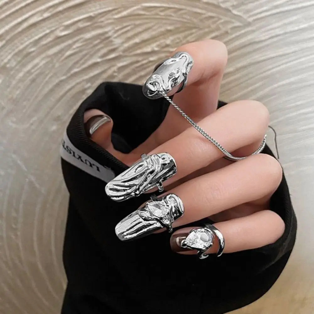 Korean Style Irregular Metal Fingertip Ring Set for Women