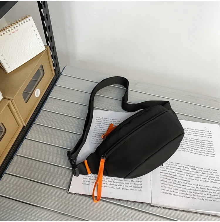 Street Casual Hip Hop Sport Fanny Pack Men Women Waterproof Functional Crossbody Bag Fashion Motorcycle Chest Bag Green Orange