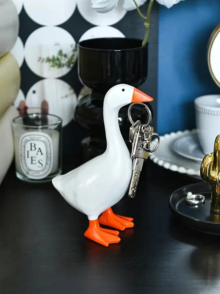 Kawaii Magnetic Silly Goose Figurine | Cute Resin Statue Decor