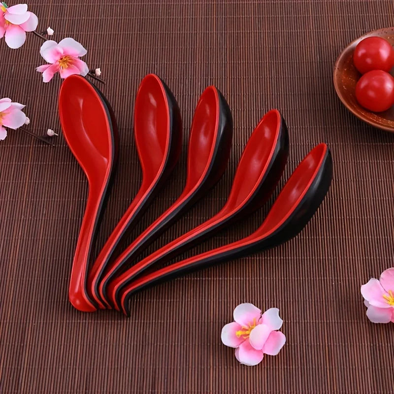 Juego de cucharas de sopa de melamina estilo japonés | 5 piezas imprescindibles para la cocina