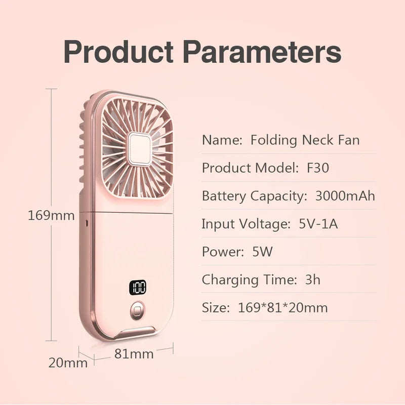Adjustable USB Rechargeable Mini Neck Fan | Quiet Cooling Comfort