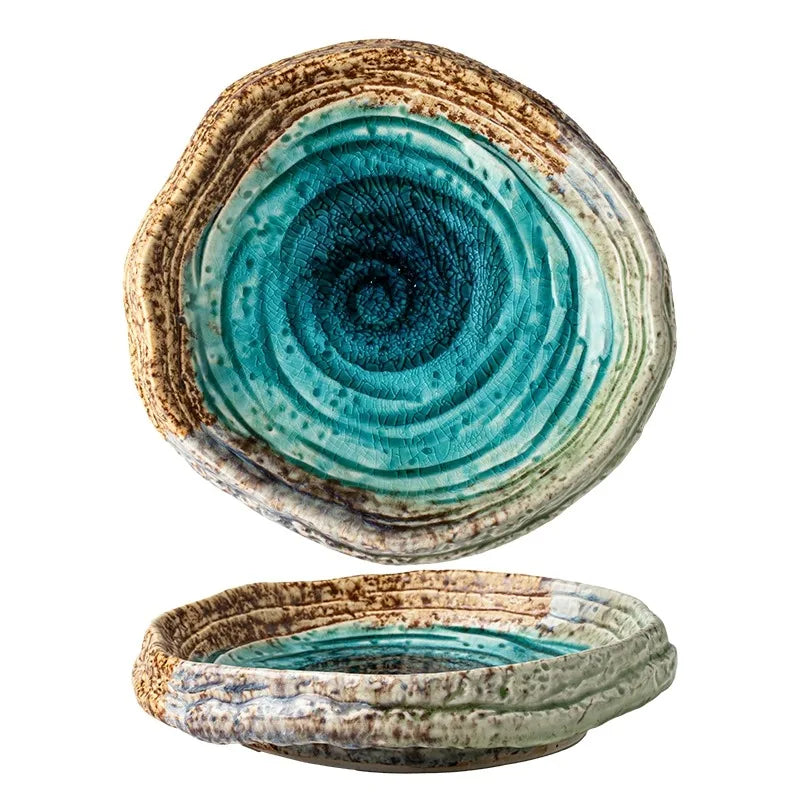 7-Inch Retro Ice Crack Shaped Ceramic Salad Plate for Stylish Dining
