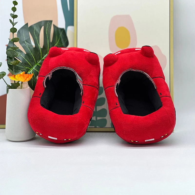 Fun Red Car Plush Slippers | Cozy Vehicle Shape House Shoes