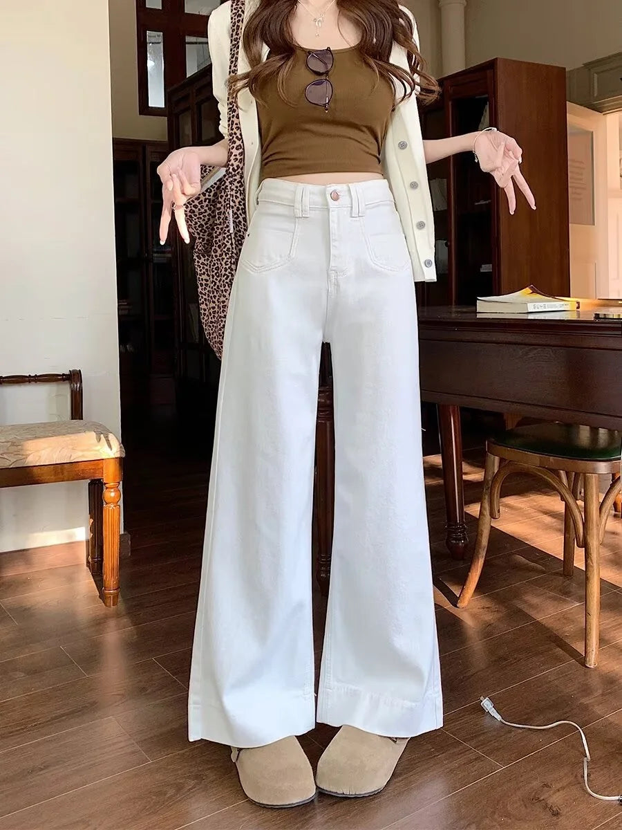 Women's High Waist Wide Leg Jeans | Comfortable Vintage Denim Pants
