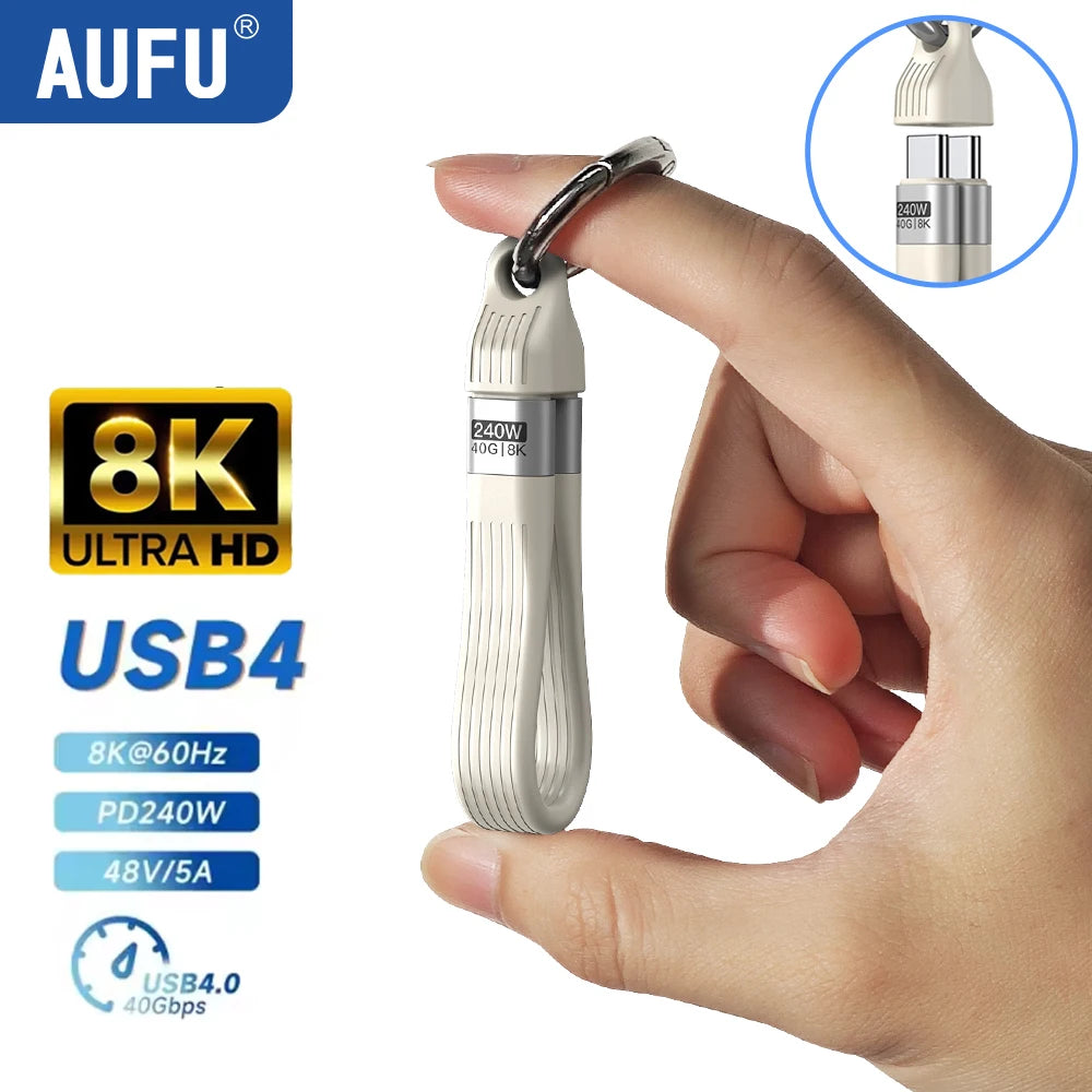240W USB4 Type C Short Cable | Fast Charging & Data Transfer