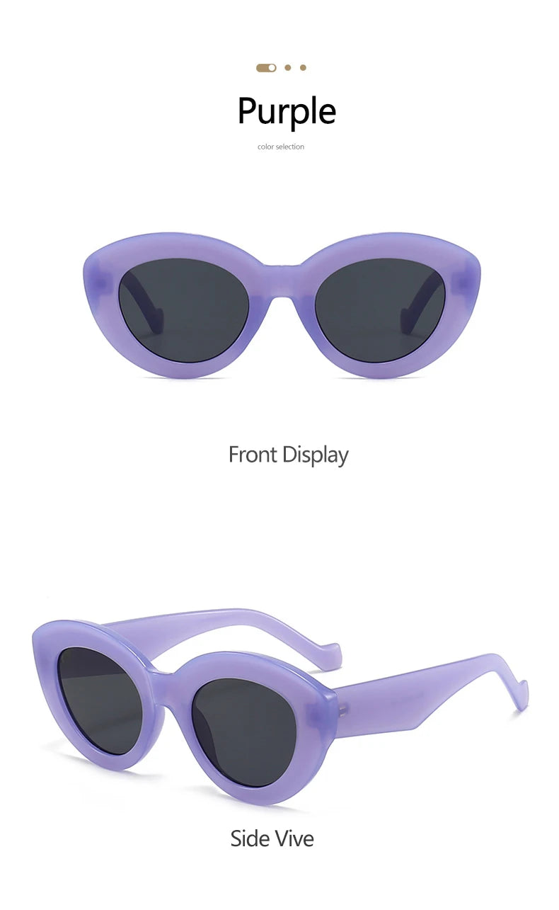Vintage Thick Frame Oval Cat Eye Sunglasses | Trendy Street Style