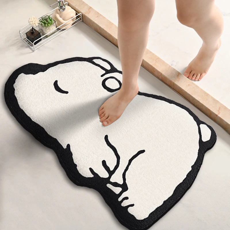 Non-Slip Absorbent Bathroom Floor Mat | Flannel Toilet Mat
