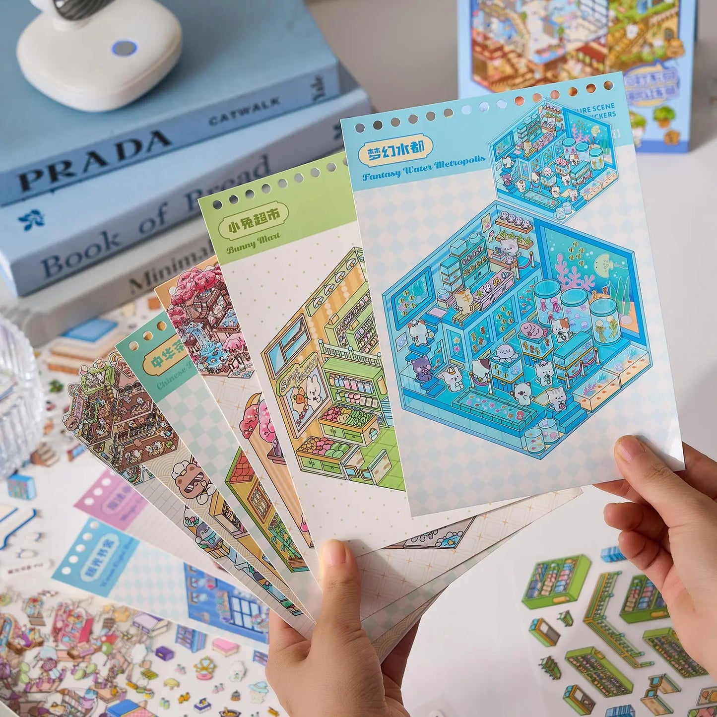 49pcs Business Town Mini 3D Sticker Book | Creative DIY Decor