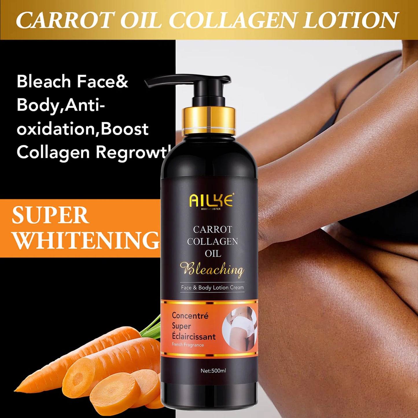 Whitening Body Lotion for Dark Spots | Collagen & Carrot Oil