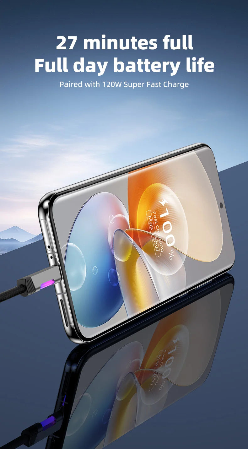 RGB Fast Charging Cable | 120W 6A USB Type C with Ambient Light
