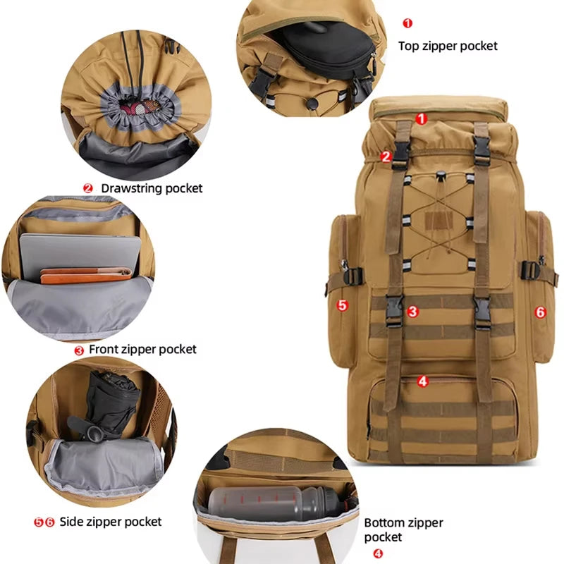 Large 130L Hiking Camping Backpack | Durable Outdoor Rucksack
