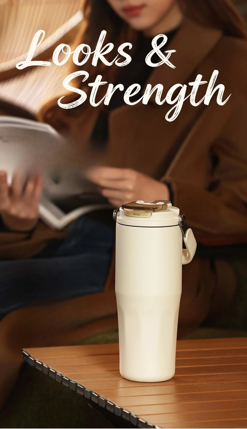 800ML Insulated Travel Tumbler with Straw & Tea Infuser | Leakproof Design