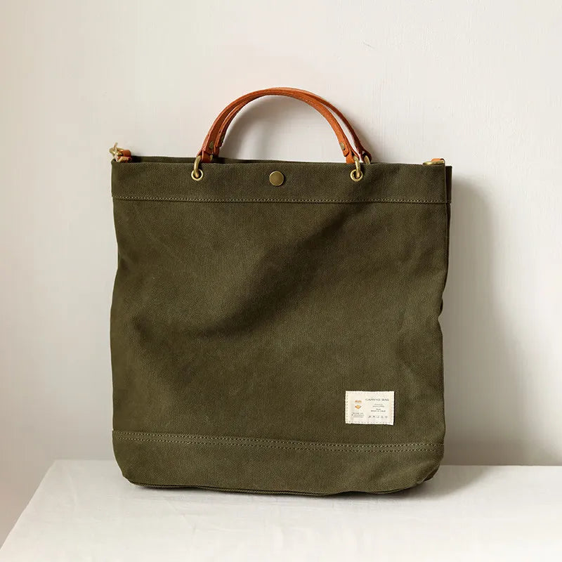 Vintage Canvas Tote Bag | Large Capacity Commuter Handbag
