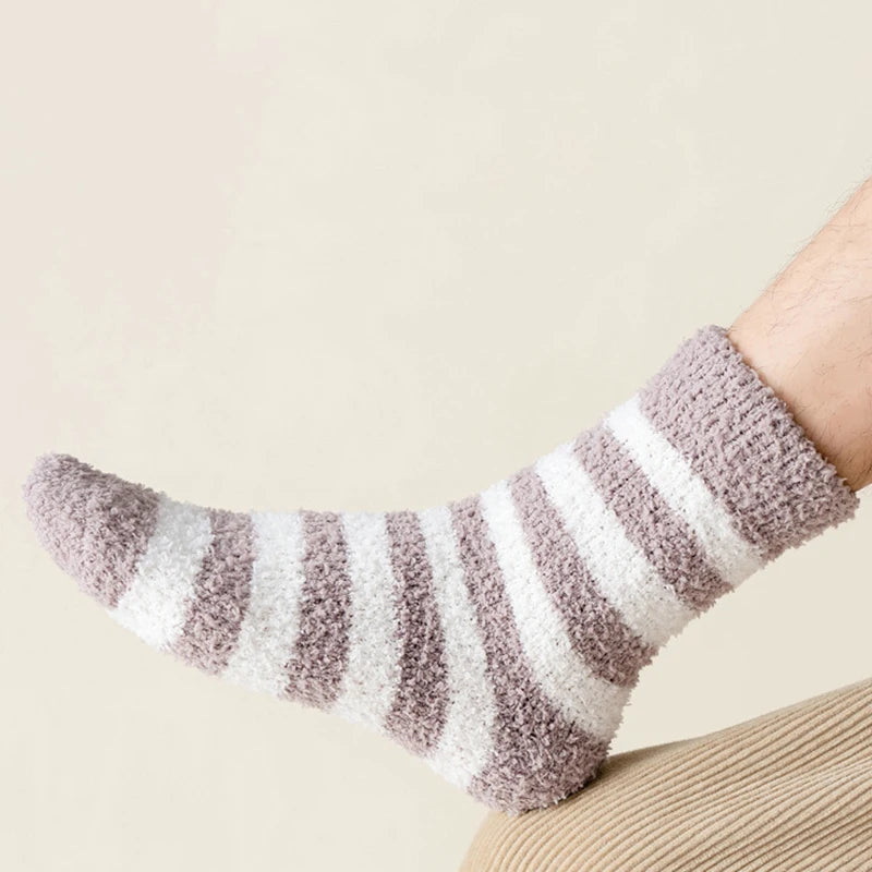 Cozy Striped Winter Plush Socks for Men & Women | Warm Comfort