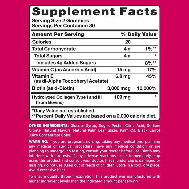 Hair, Skin & Nails Gummies | Biotin Supplements for Wellness