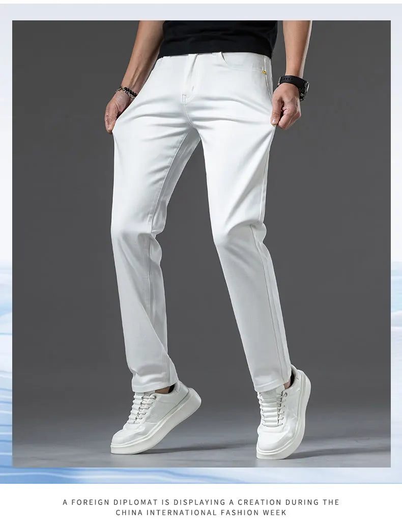Men's Slim Casual Stretch Jeans | Smart Business Fashion Trousers