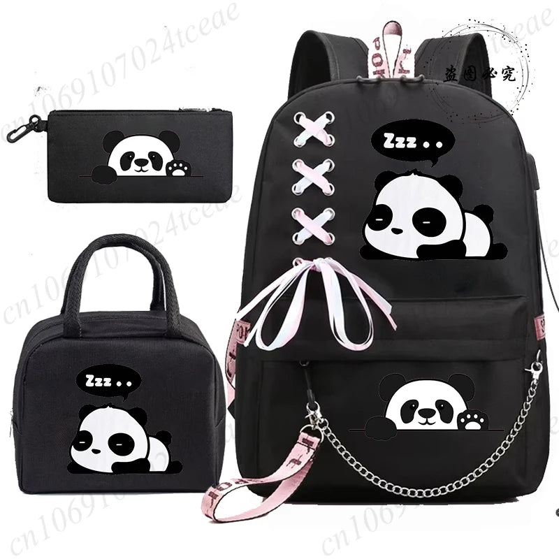 Adorable 3D Panda School Bag Set for Teens | Stylish & Practical