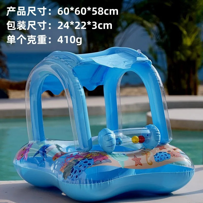 Inflatable Baby Swimming Ring with Parasol | Safe Pool Float