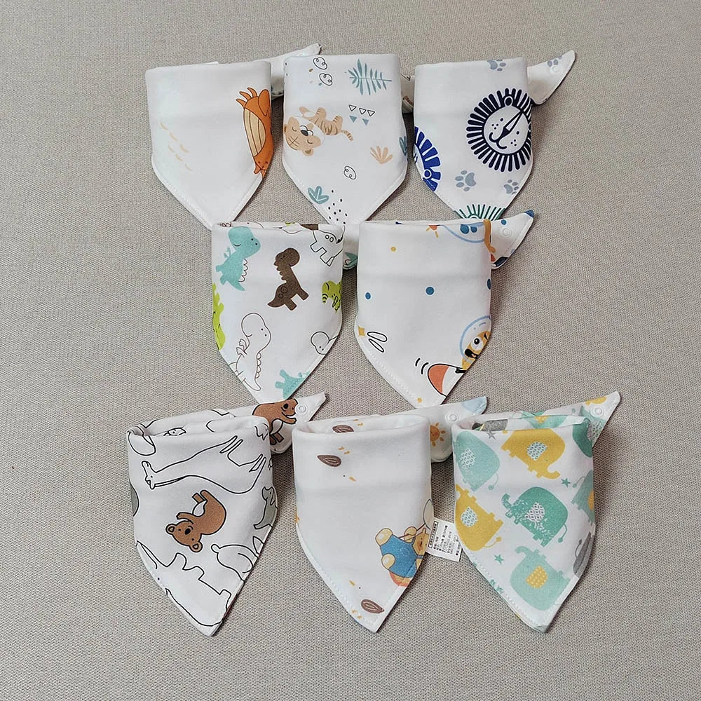 8-Pack Baby Bibs | Soft Cotton Triangle Burp Cloths for Infants