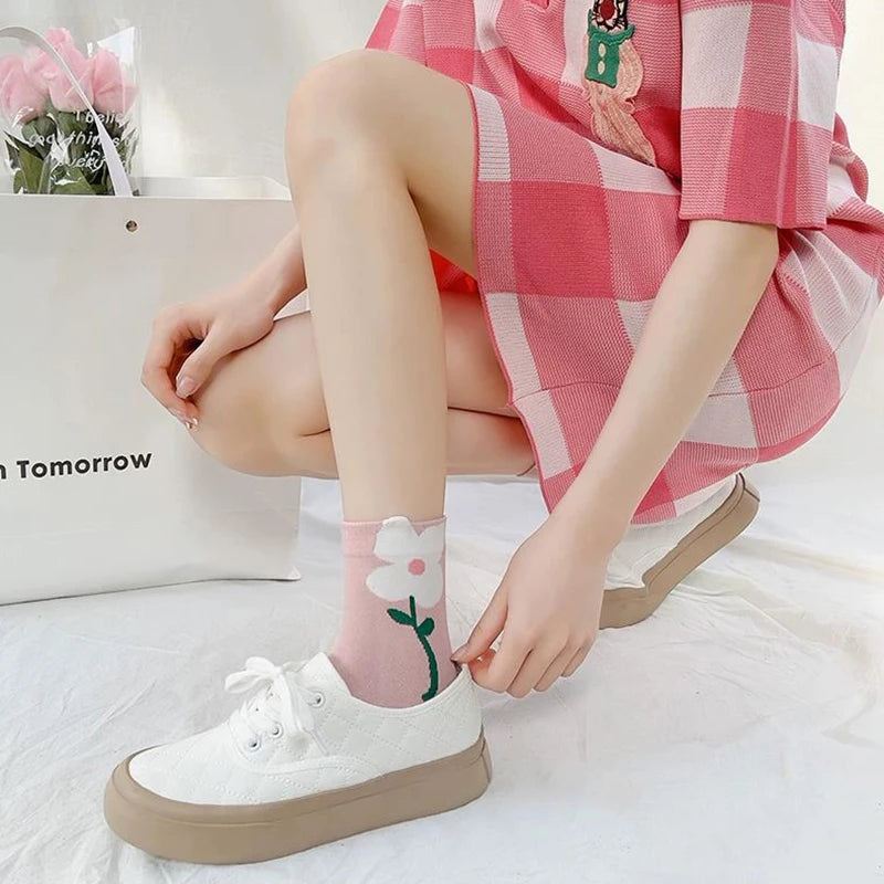 Women's Cartoon Flower Candy Color Socks | Stylish & Comfortable