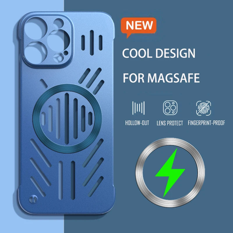Heat Dissipation Magnetic Phone Case For iPhone 17 16 15 14 13 12 11 Pro Max Air For Magsafe Wireless Charging PC Hard Cover