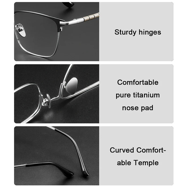 Men's Pure Titanium Square Eyeglasses | Stylish Business Eyewear