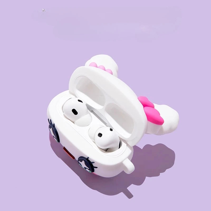 Cute Rabbit Earphone Case Keychain | Silicone Protective Cover