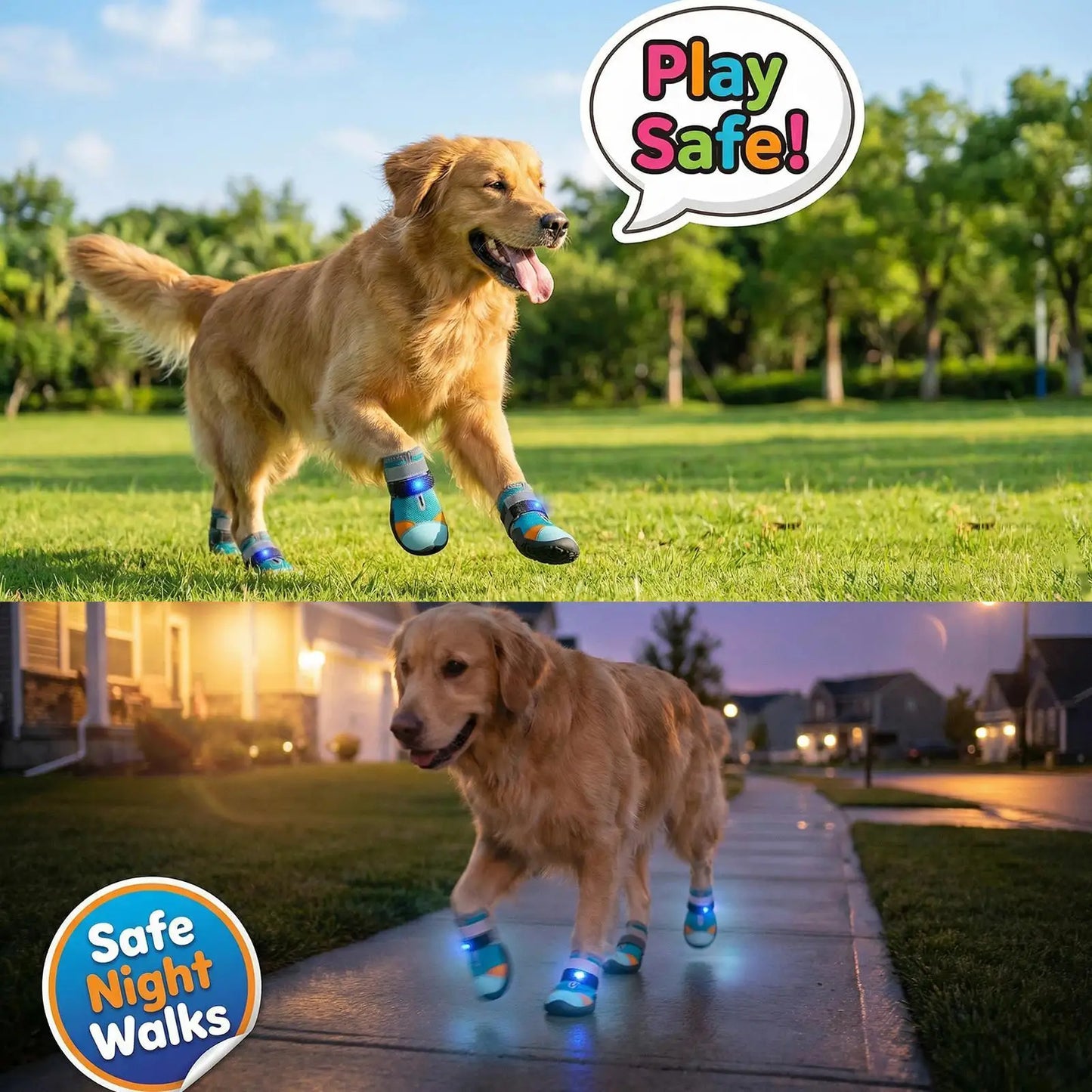 Light Up Dog Shoes | Breathable Glowing Pet Boots for Summer Fun