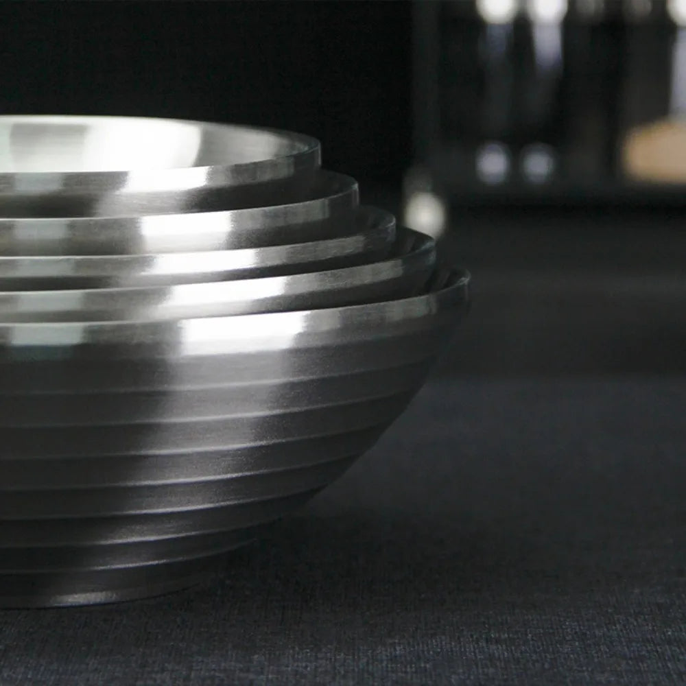 Large Double Layer Stainless Steel Ramen Bowl | Anti-Scald Design