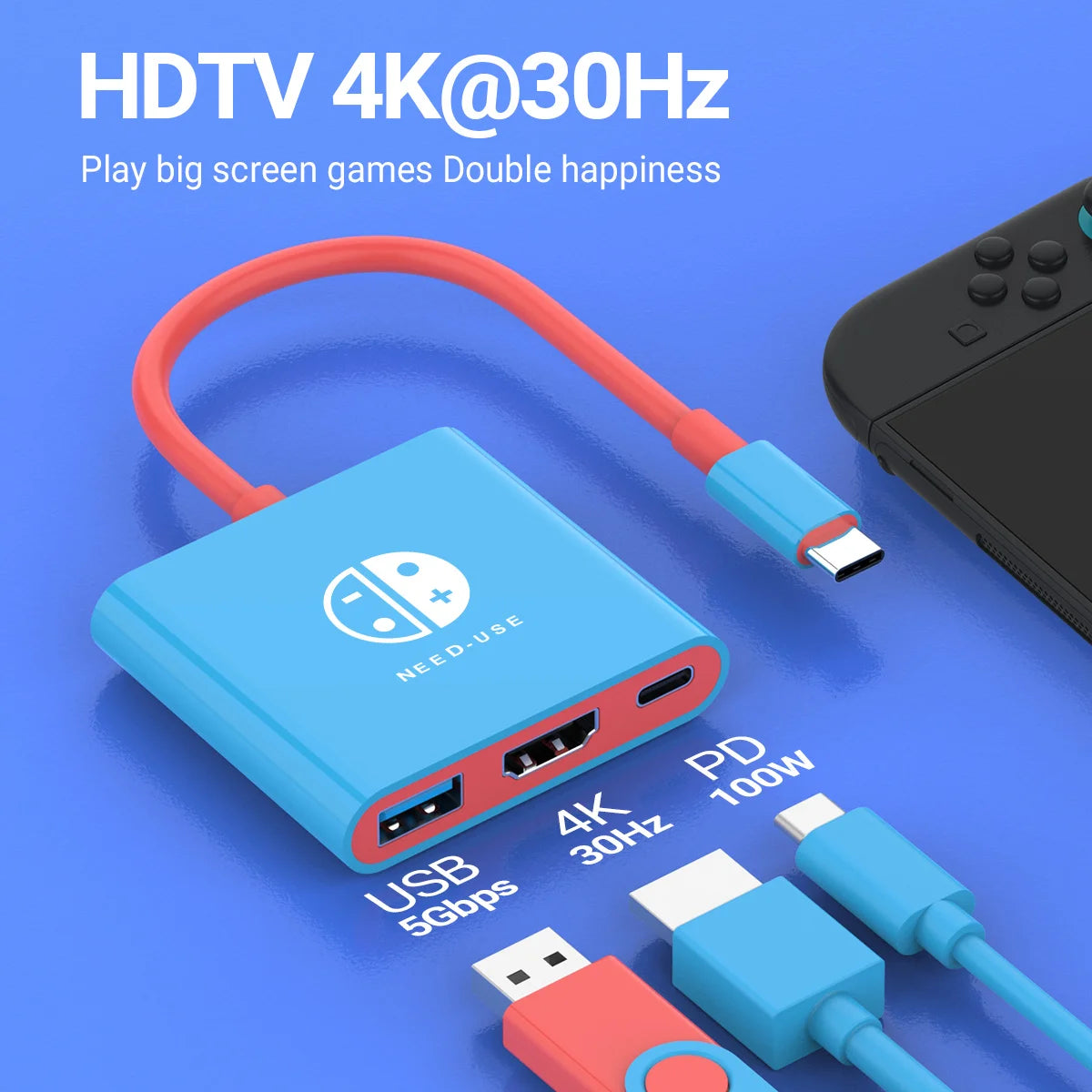3 in 1 USB C Hub | HDMI 4K & PD 100W Fast Charging Docking Station