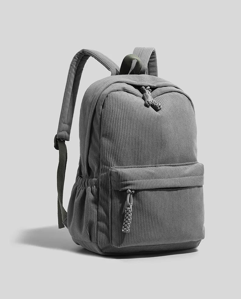 Stylish Neutral Corduroy Backpack | Versatile Large Capacity Daypack