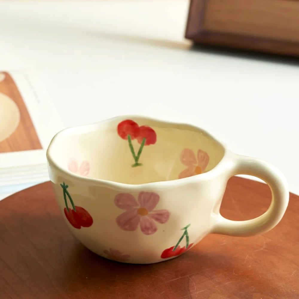 Handcrafted Ceramic Mugs | Unique Flower Coffee Cups