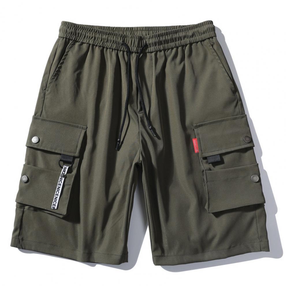 Men's Summer Cargo Shorts with Elastic Waist and Pockets