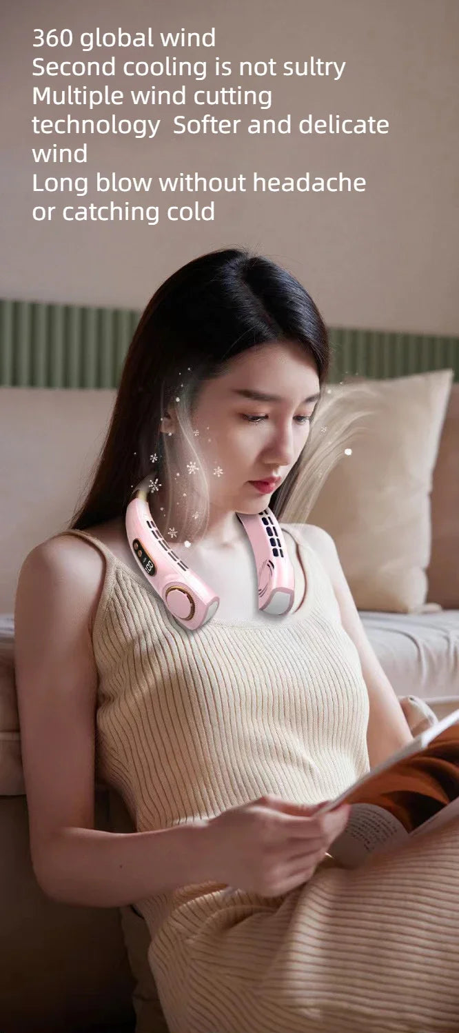 Portable Hands-Free Neck Fan with LED Cooling Plates | USB Rechargeable