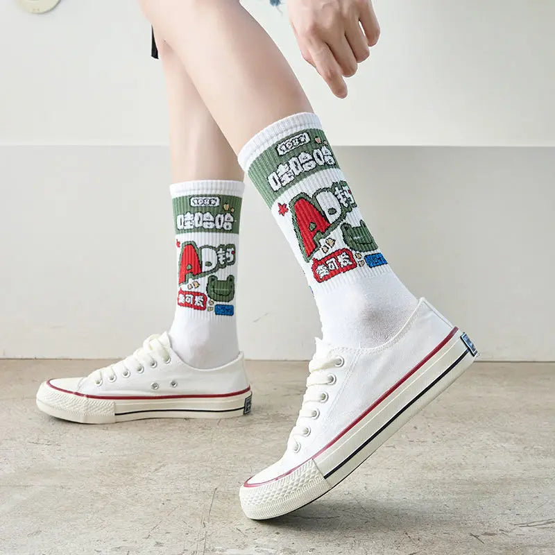 Trendy Unisex Cartoon Cotton Crew Socks | Comfort Meets Style