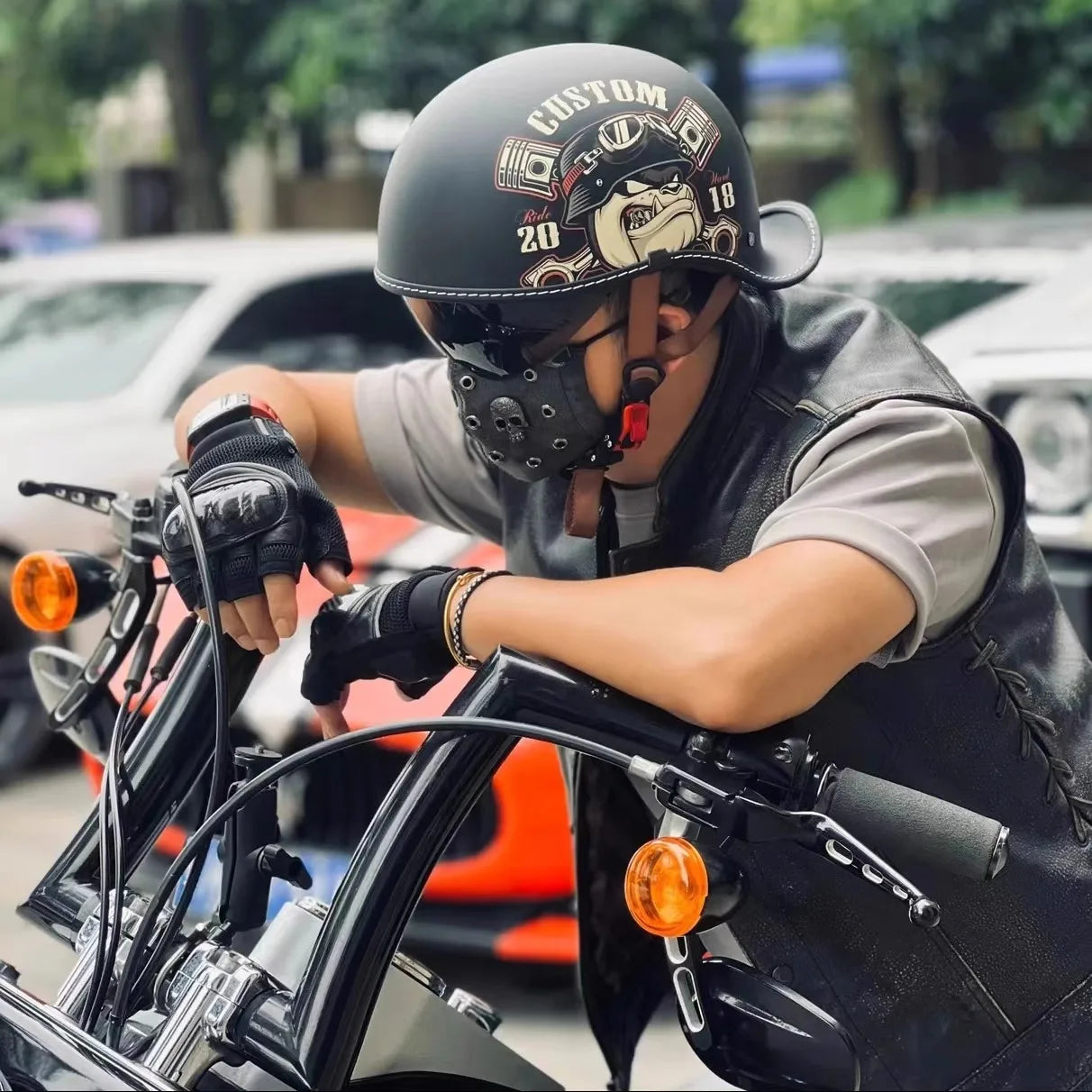 Casco de moto tipo media calota retro unisex | Elegante y seguro