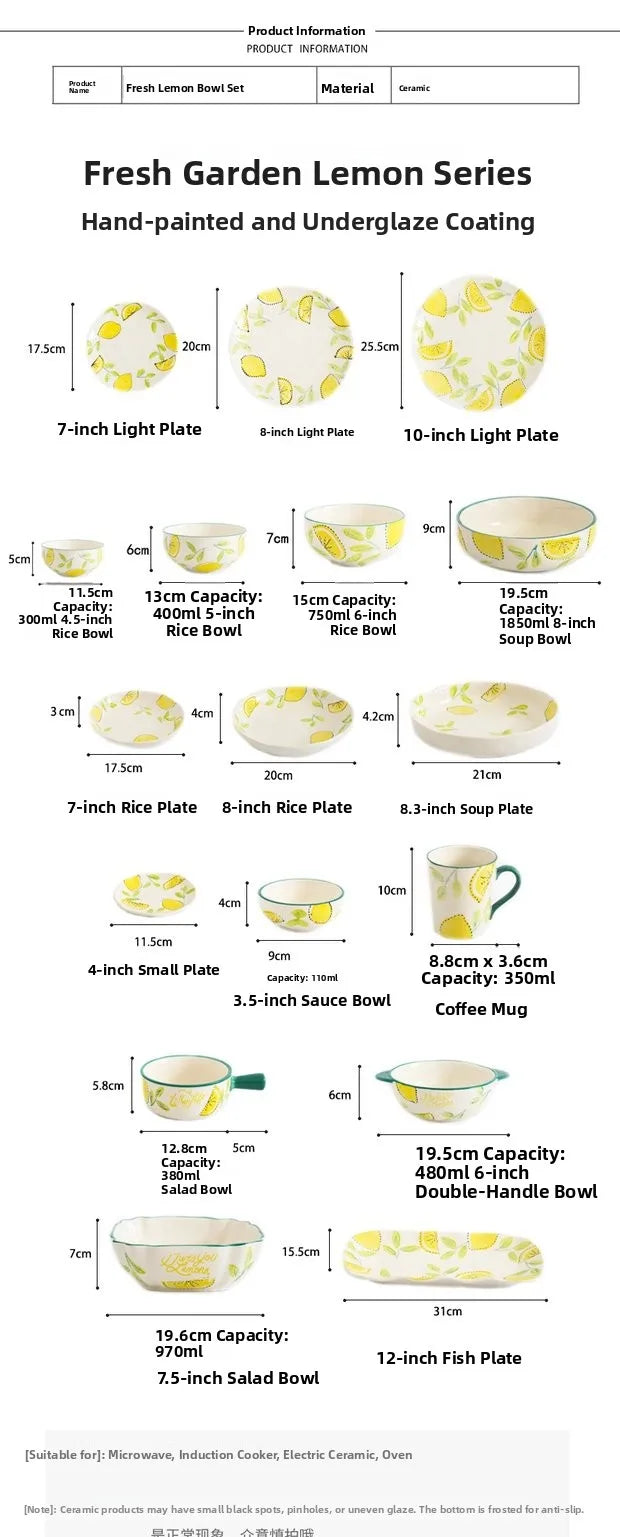Japanese Style Ceramic Dining Set | Elegant Lemon Collection