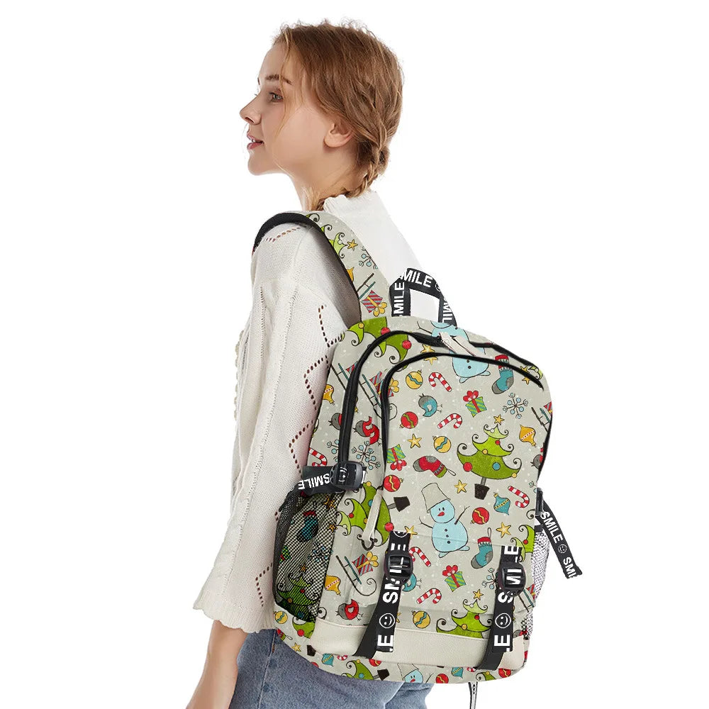 3-Piece Cartoon Panda School Backpack Set for Students
