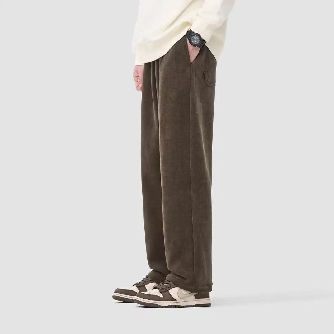 Men's Thick Fleece Casual Pants | Warm Wide Leg Trousers