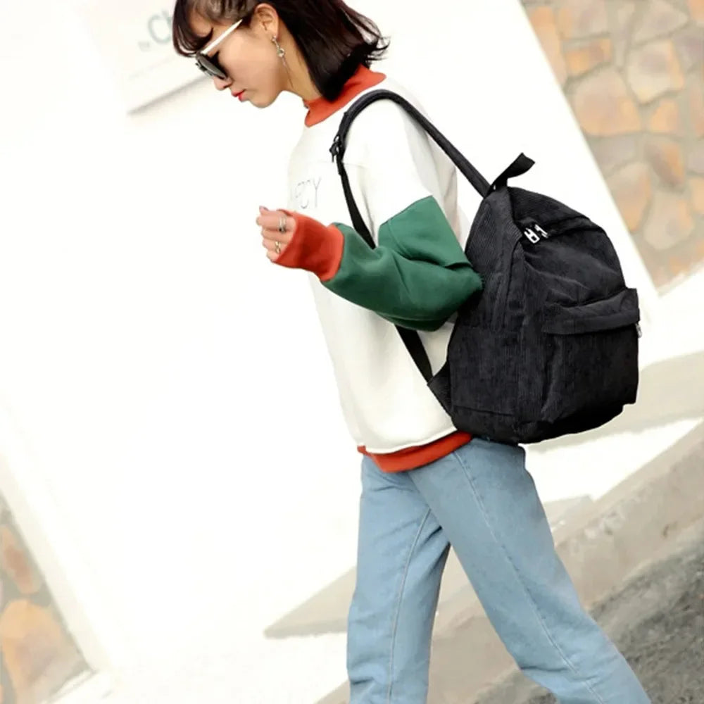 Trendy Corduroy Backpacks for Students | Stylish School Bags