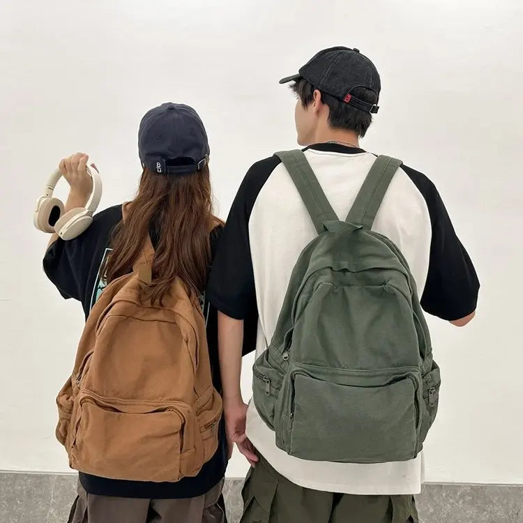 Vintage Washed Canvas Backpack | Stylish School & Travel Bag