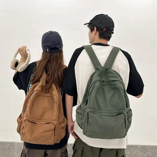 Mochila de lona lavada vintage | Elegante bolso para la escuela y viajes