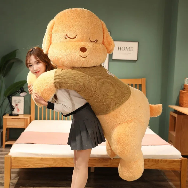 Lovely Giant Plush Dog Pillow | Soft Sweater Dog Stuffed Toy