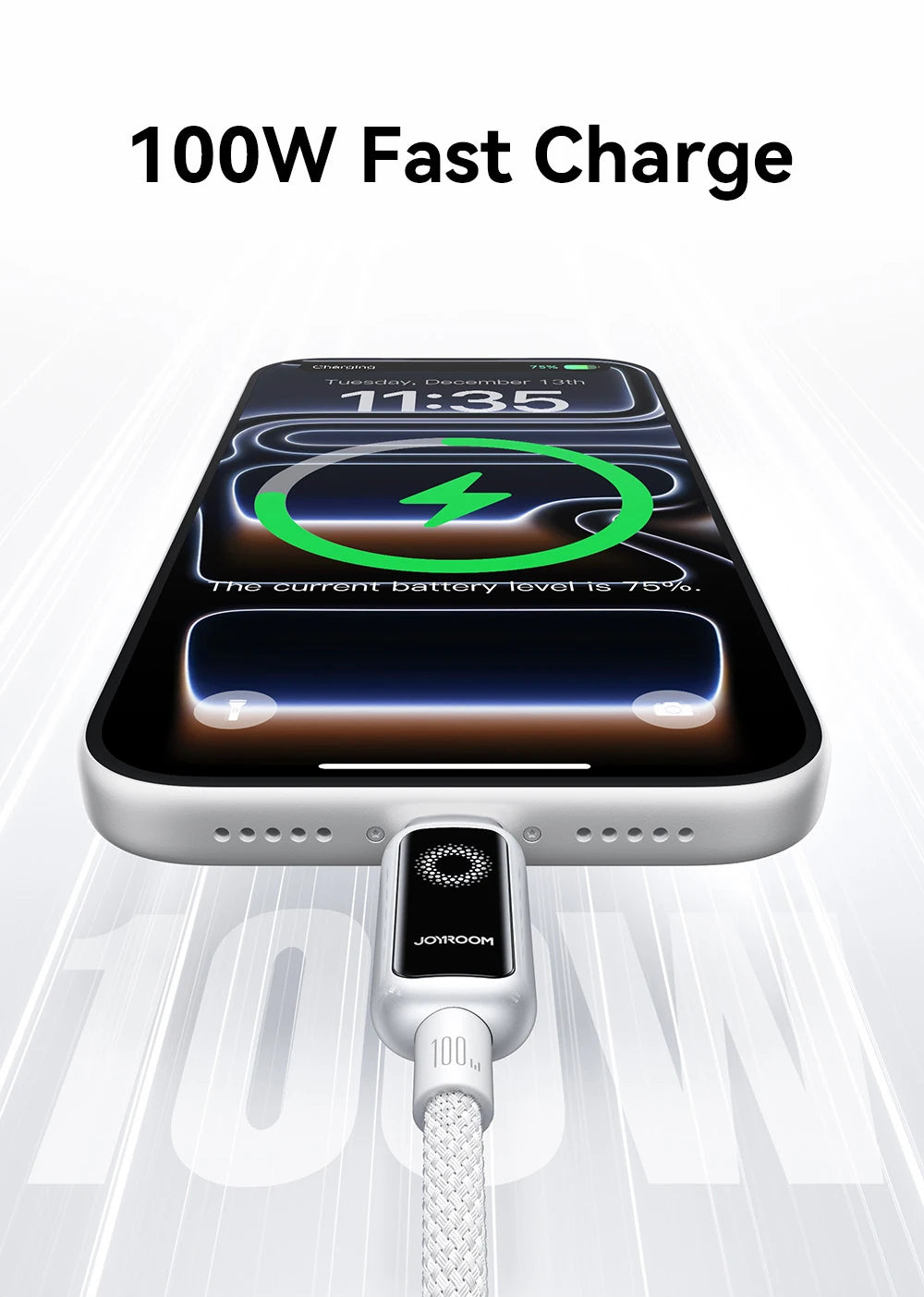 100W Fast Charge USB C Cable | Automatic Power Off Charging