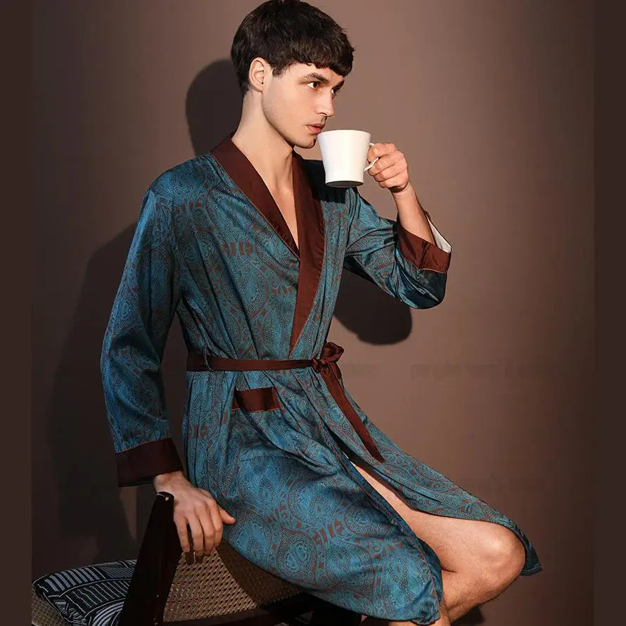 Comfortable Male Rayon Sleepwear Kimono Bathrobe | Loungewear