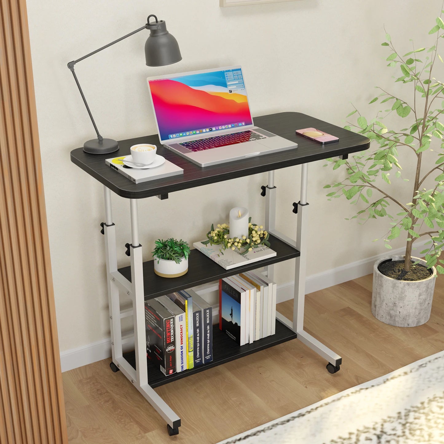 Portable Adjustable Laptop Desk with Wheels for Home Office Use