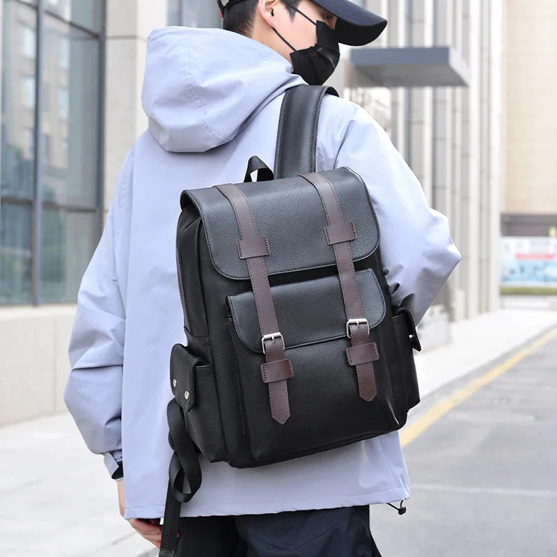 Stylish Large PU Leather Backpack | Perfect for Students & Travel