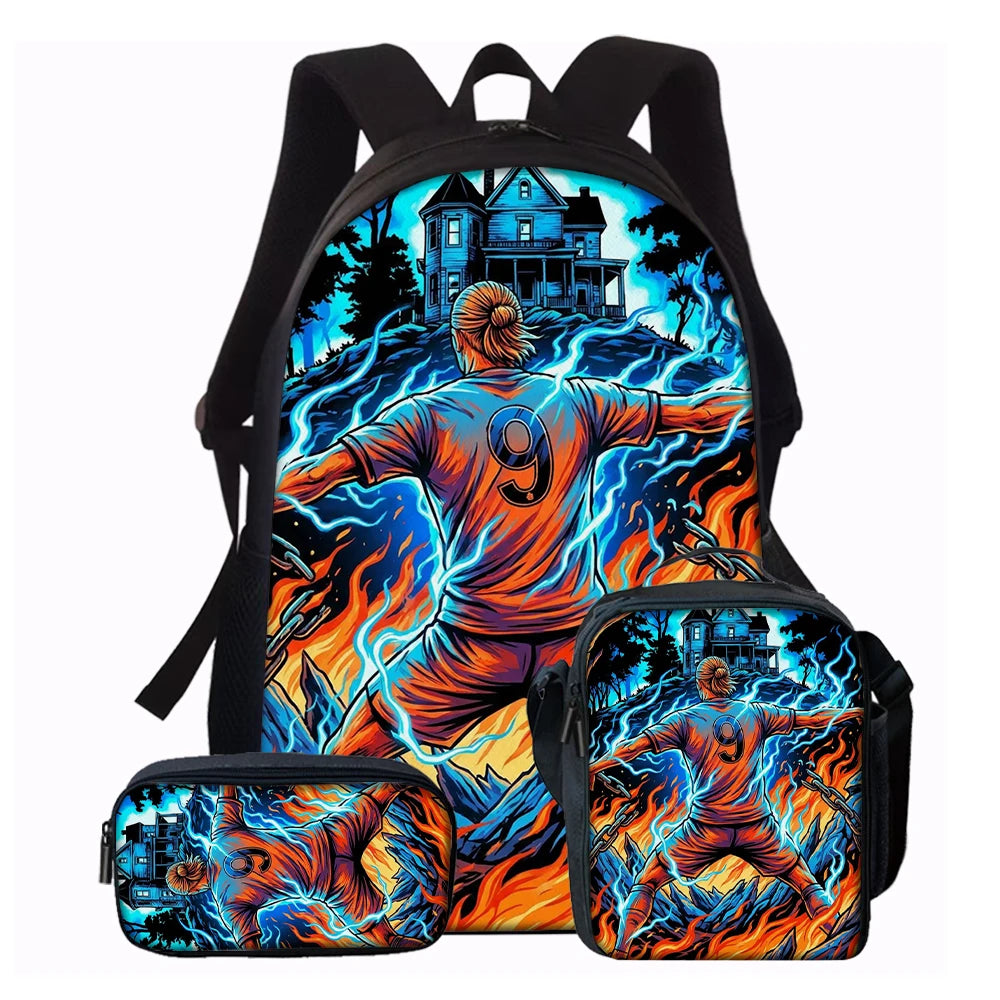 Large-Capacity Soccer Star Pattern Backpack Set | Casual Style